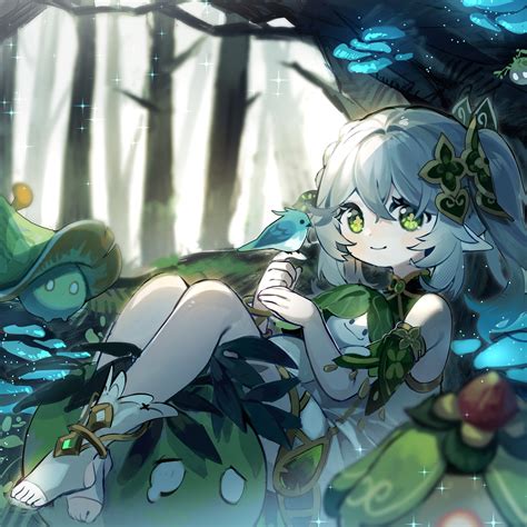 nahida, slime, aranara, fungi, and specter (genshin impact) drawn by