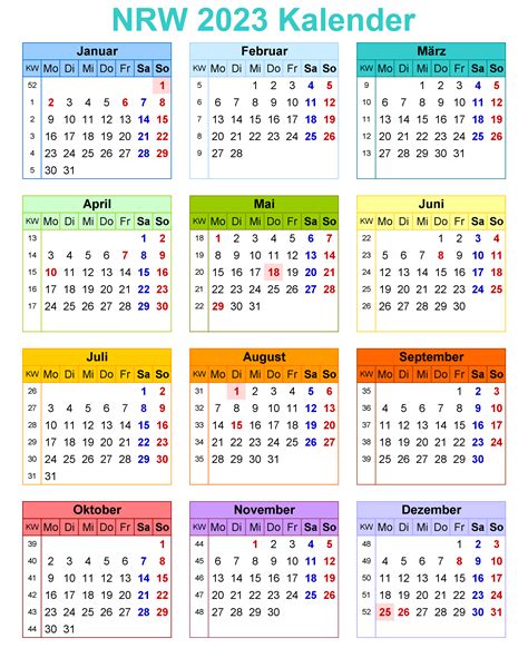Druckbare Leer Sommerferien 2023 Nrw Kalender Zum Ausdrucken