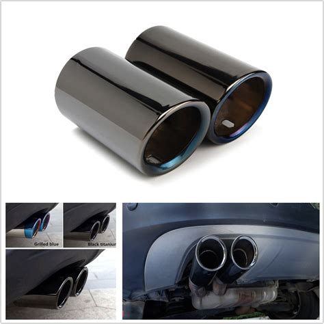 Grilled Blue Stainless Steel Exhaust Tip Pipes For Bmw E90 E92 325 328i