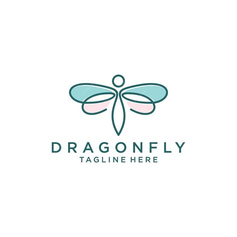 Premium Vector Dragonfly Logo Design Template Line Art Style
