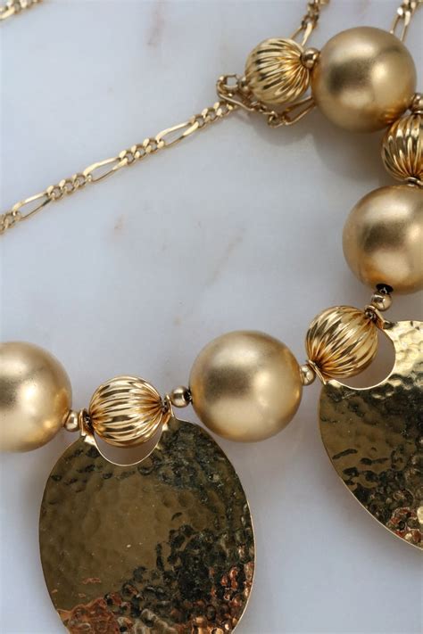 Vintage Trifari Gold Bead Necklace Etsy