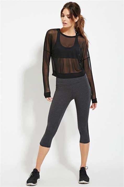 Active Sheer Mesh Top Forever21 Tops Working Out Outfits Sheer Mesh Top