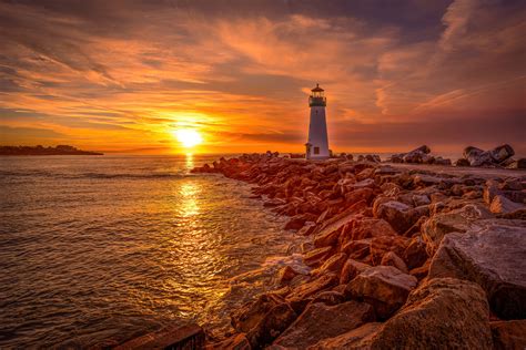 Lighthouse Sunrise And Sunset 4k Wallpaperhd Nature Wallpapers4k