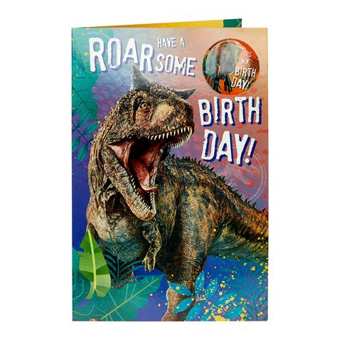 Buy Jurassic World Birthday Card With Badge For Gbp 149 Card Factory Uk