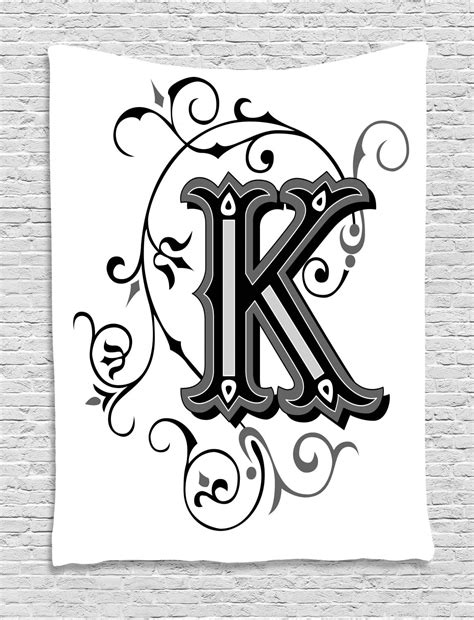 Letter K Tapestry Uppercase K With A Design From Medieval Times Letter