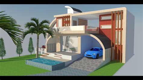 Modern House Design Ver2 In Sketchup Youtube