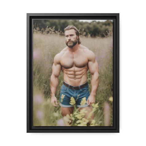 Matte Canvas Black Frame Men In Fields Of Wildflowers Collection Male