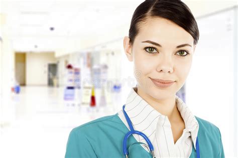 Female Doctor In A Corridor Of A Hospital Stock Photo Image Of Good