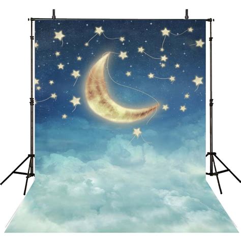 Starry Night Backdrop For Baby Shower Photo Backgrounds Stars And Moon