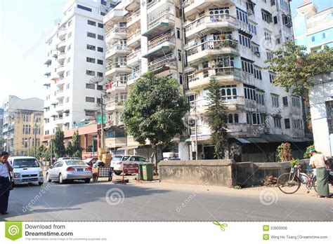 Yangon Street View Editorial Photo Image Of Cars Architecture 53909906