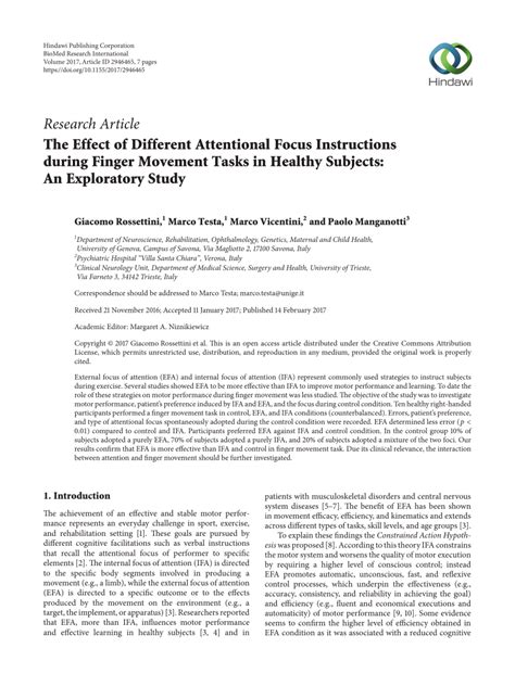 Pdf The Effect Of Different Attentional Focus Instructions During