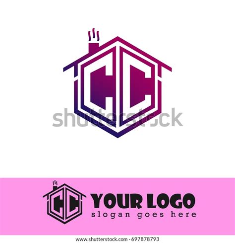 Initial Letter Cc House Logo Hexagonal Image Vectorielle De Stock