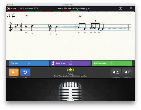 Melodies featuring conjunct motion in major mode and treble clef, with emphasis on developing a strategy for sight singing. Buy EarMaster Pro 7
