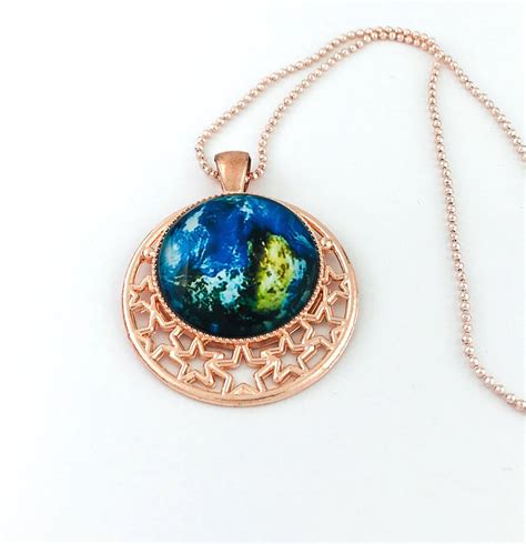 Earth Necklace Nebula Necklace Outer Space Necklace Etsy