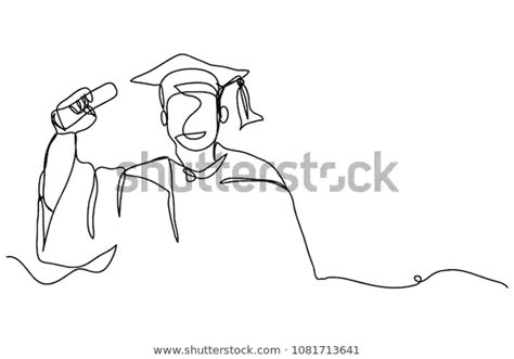 Continuous Line Drawing Graduation Students Card Vetor Stock Livre De