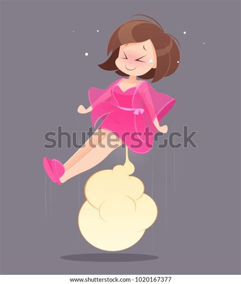 Cute Woman Pink Nightgown Farting Blank Stock Vector Royalty Free 1020167377
