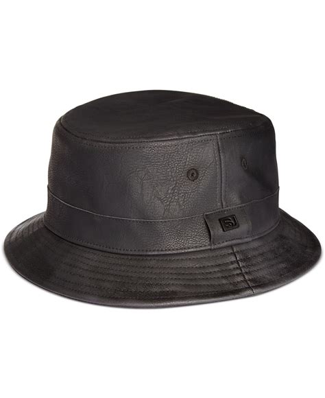 Sean John Mens Faux Leather Bucket Hat In Black For Men Lyst