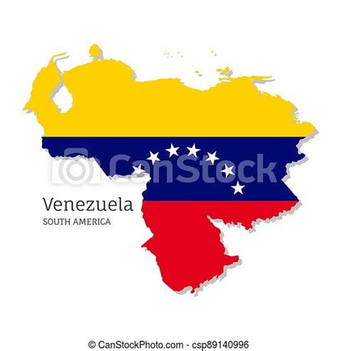 Map Of Venezuela With National Flag Highly Detailed Editable Map Of