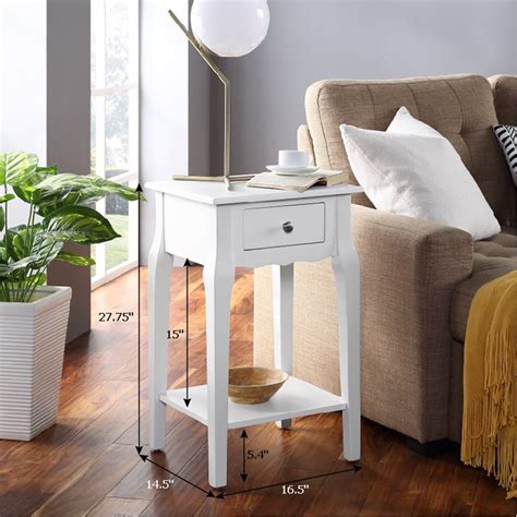 Buren Wood End Table With Drawer White