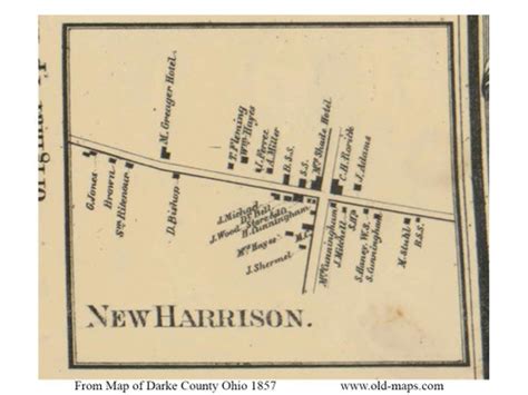 New Harrison Adams Ohio 1857 Old Town Map Custom Print Darke Co