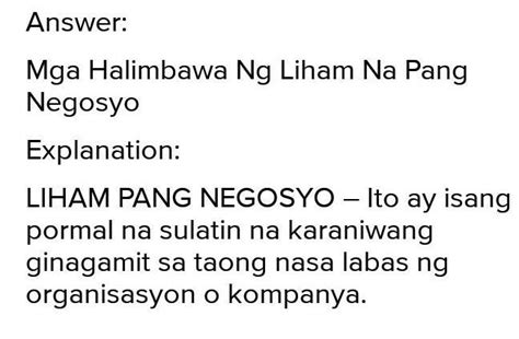 Liham Pang Negosyo Meaning