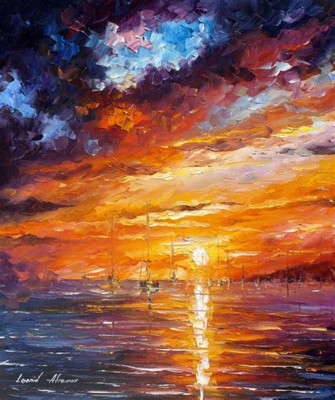 Across The Ocean — Palette Knife Oil Painting On Canvas By Leonid