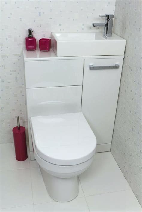 With this idea, you will save on space in the small bath and you will have modern decor. sink over toilet toilet shower sink combo rv sink toilet combo canada | Small toilet room, Tiny ...