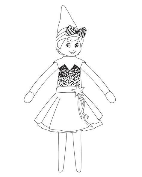 Cute Girl Elf On The Shelf Coloring Page Free Printable Coloring