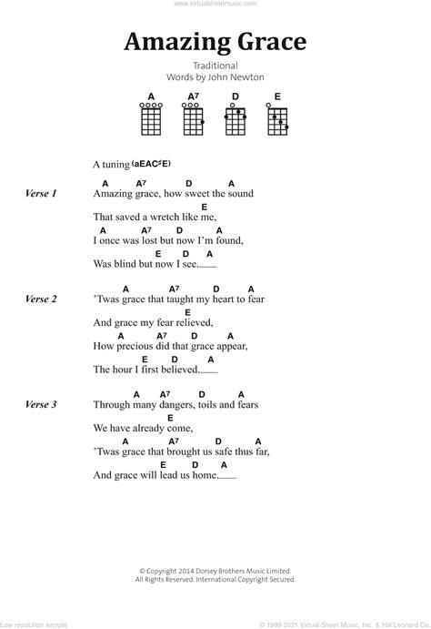 Amazing Grace Sheet Music For Banjo Solo Lyricschords V2