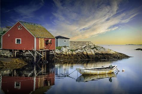 Peggys Cove Harbor Inlet Entrance With White Boat Photograph By