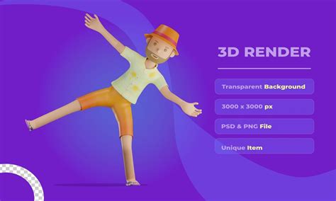 Premium Psd 3d Summer Character Happy Pose With Transparent Background