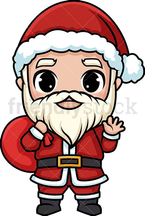 Chibi Kawaii Santa Claus Clipart Cartoon Vector Friendlystock