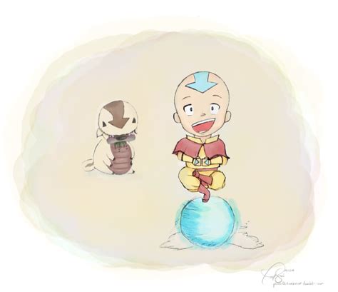 A Chibi Aang And A Baby Appa Avatar Thelastairbender Appa