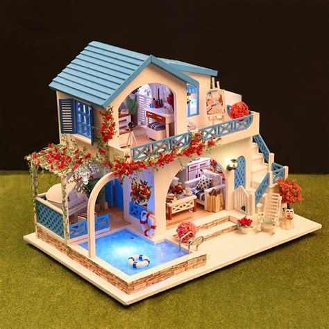 Doll House Diy Furniture With Swimming Pool Girls Toys For Children
