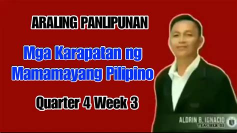 Mga Karapatan Ng Mamamayang Pilipino Quarter 4 Week 3 Youtube