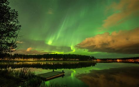 Wallpaper Trees Landscape Lights Lake Nature Reflection Clouds