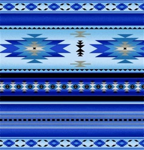 Tucson Southwest Aztec Native American Blue Stripe Cotton Fabric Is One