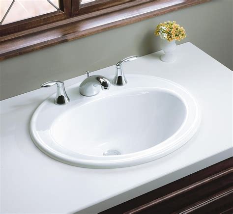 KOHLER K 2196 8 0 Pennington Self Rimming Bathroom Sink White