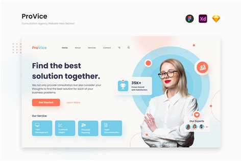 Provice Sunny Consulting Agency Website Hero Section Design Templates