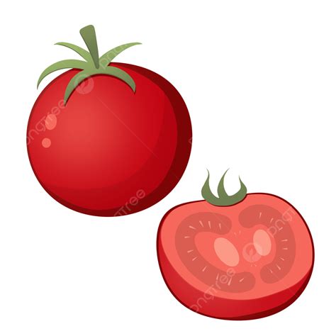Tomato And Cut Vegetables Cartoon Tomato Cut Tomato Vegetables Png