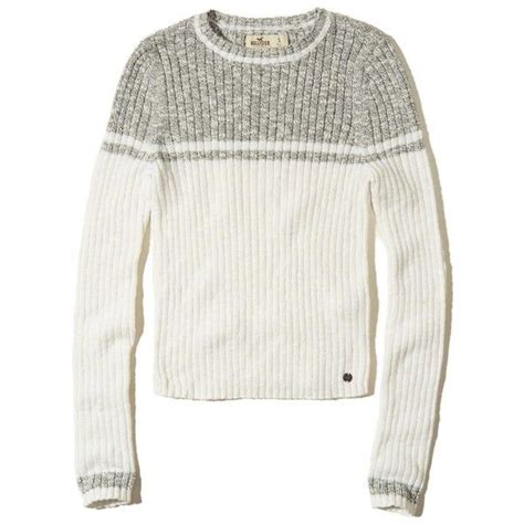 hollister slim crop crewneck sweater 35 liked on polyvore featuring tops sweaters white