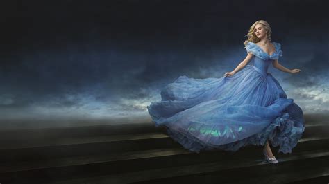 Eager to support her loving father, she finds herself at the mercy of her jealous. Wallpaper Cinderella, 2015, movie, film, romantic, blue dress, blonde, fog, Lily James, Ella ...