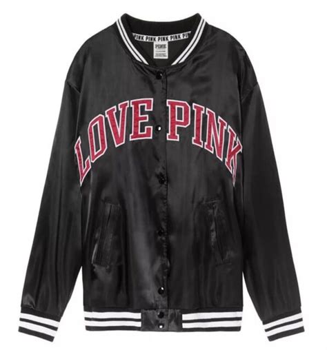 Victorias Secret Pink Bomber Jacket Love Pink ~ Size Medium Ebay