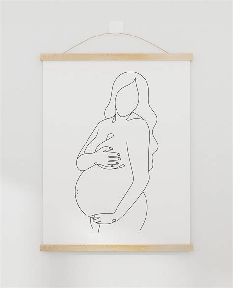 Pregnancy Line Art Abstract Pregnancy Print Digital Print Etsy