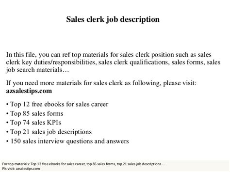 Top duties and qualifications a car salesperson, or auto sales representative, is responsible for selling cars, trucks and vans for personal and commercial use. Sales clerk