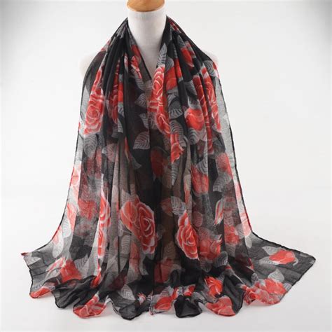 scarves women 2018 head scarf british style muslim hijab flower print scarf shawls and scarves