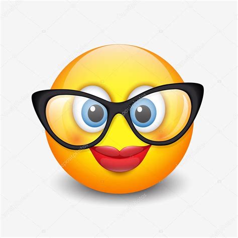 Niedliches lächelndes Emoticon mit Brille Stock Vektorgrafik von I Petrovic