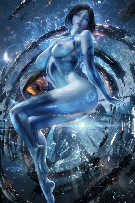 Rule 34 2d Artificial Intelligence Blue Skin Breasts Cortana Halo