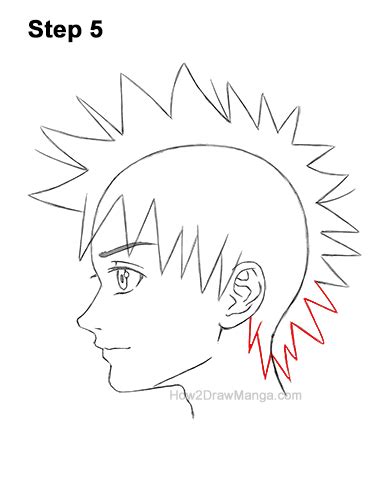 How To Draw A Manga Boy With Spiky Hair Side View Step By Step