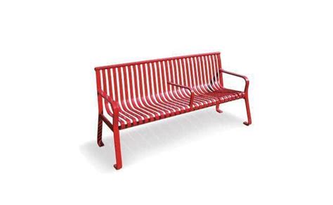 73 In Flat Metal Straight Back Park Bench With Arms And Center Armrest Crowd Control Warehouse